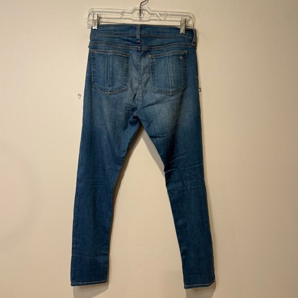 Rag & Bone Sz 28 Mid Rise Capri Skinny Ripped Knee Jeans Medium Light Wash 30x27 - Picture 6 of 7